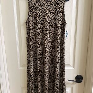 Old Navy Leopard Print Sleeveless Mini Swing Dress